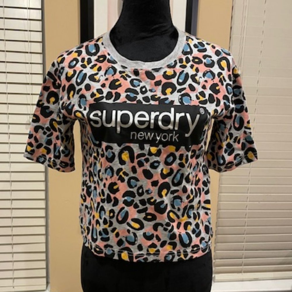 SUPERDRY Multi-Animal Print Crop Tee